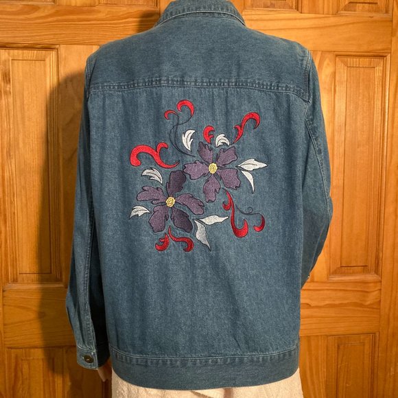 NWOT Vintage Breckenridge Denim Embroidered Long Sleeve Top Size L - Picture 4 of 15